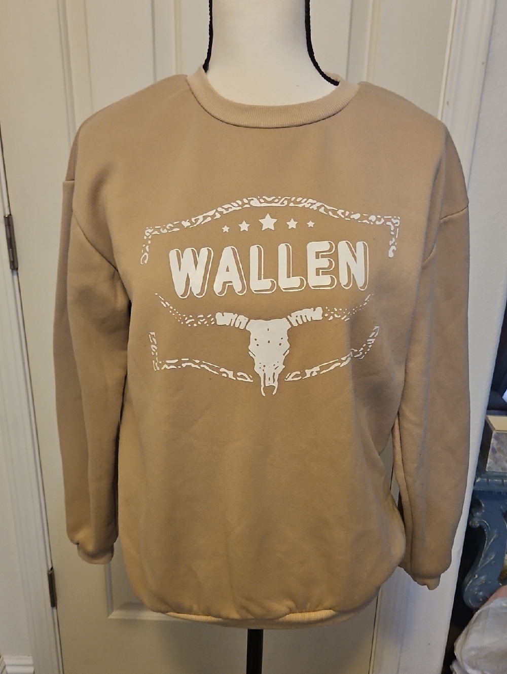 Morgan Wallen Logo Crewneck Sweatshirt in Beige